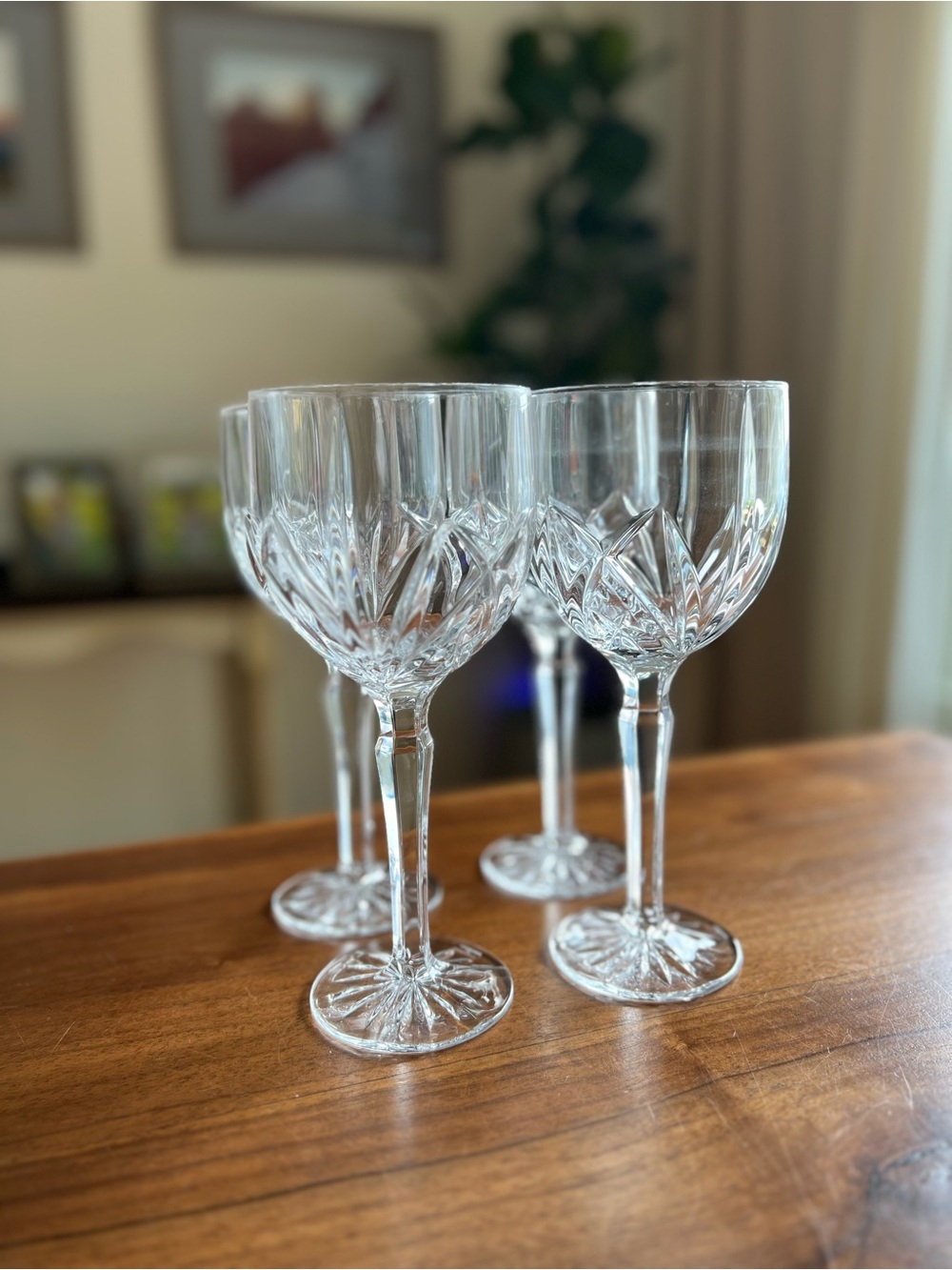 Waterford Clear Crystal Cut Wine Glasses - Set of 4